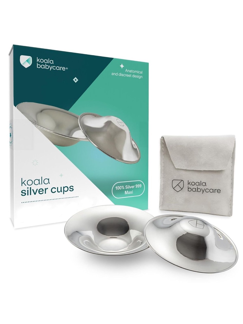 Koala Babycare Original Silver Nursing Cups 100% Silver Maxi NEW